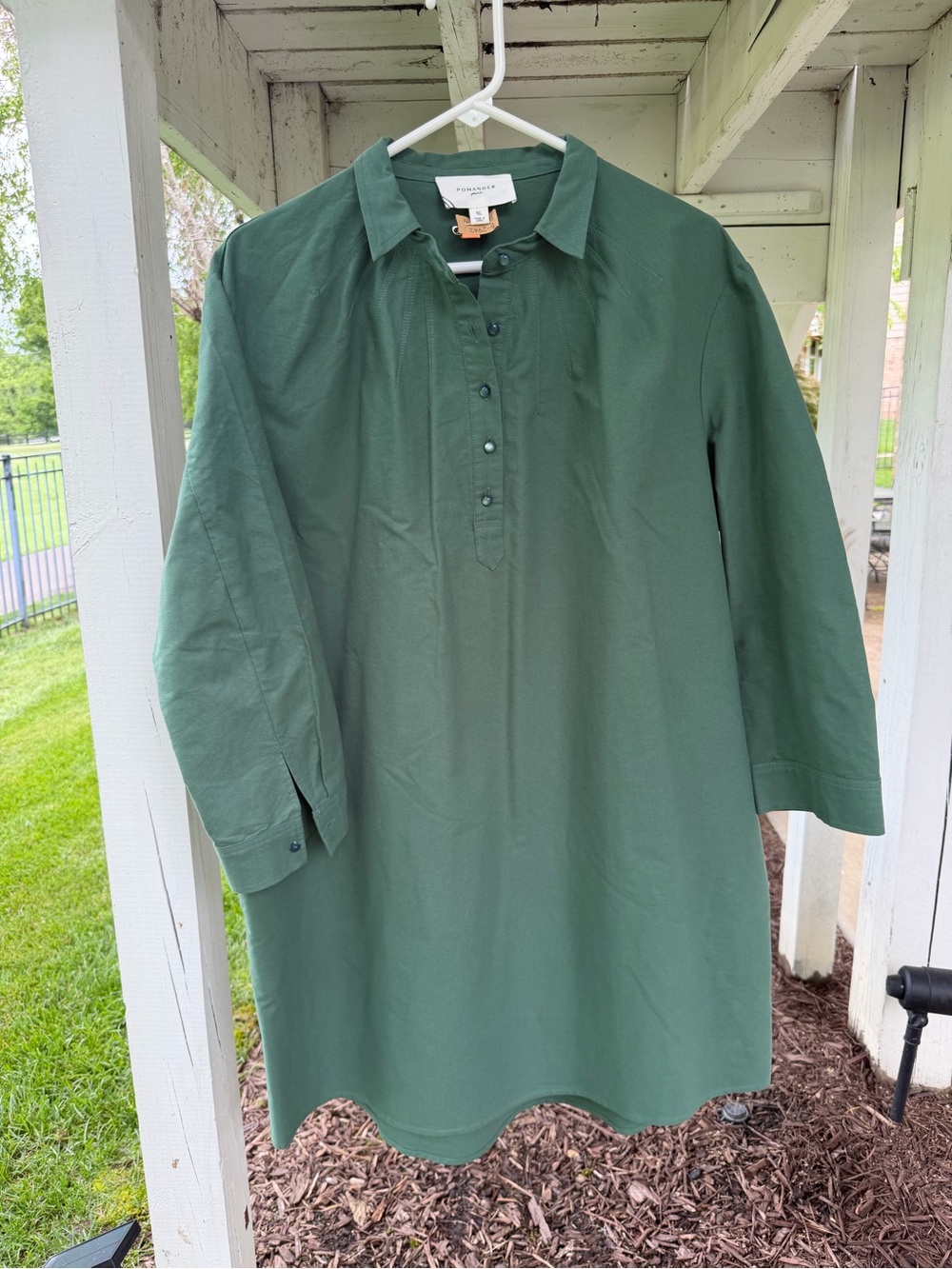 Green Button-Front Shift Dress - Women's Casual Tunic